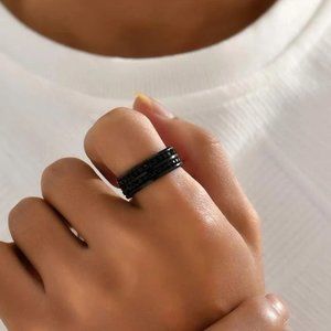 Men Rhinestone Decor Ring